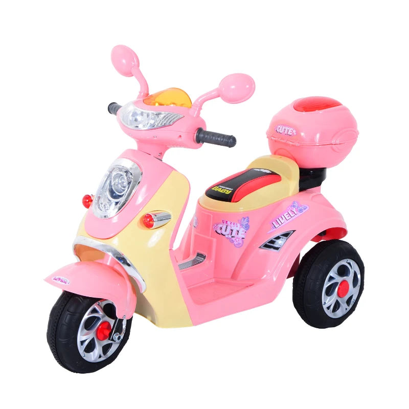 Kids Pink Electric Motorbike Toy Car with Headlight and Music 6V