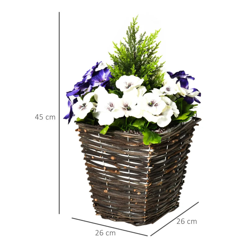 Set of 2 White Artificial Orchid Plants in Wicker Baskets