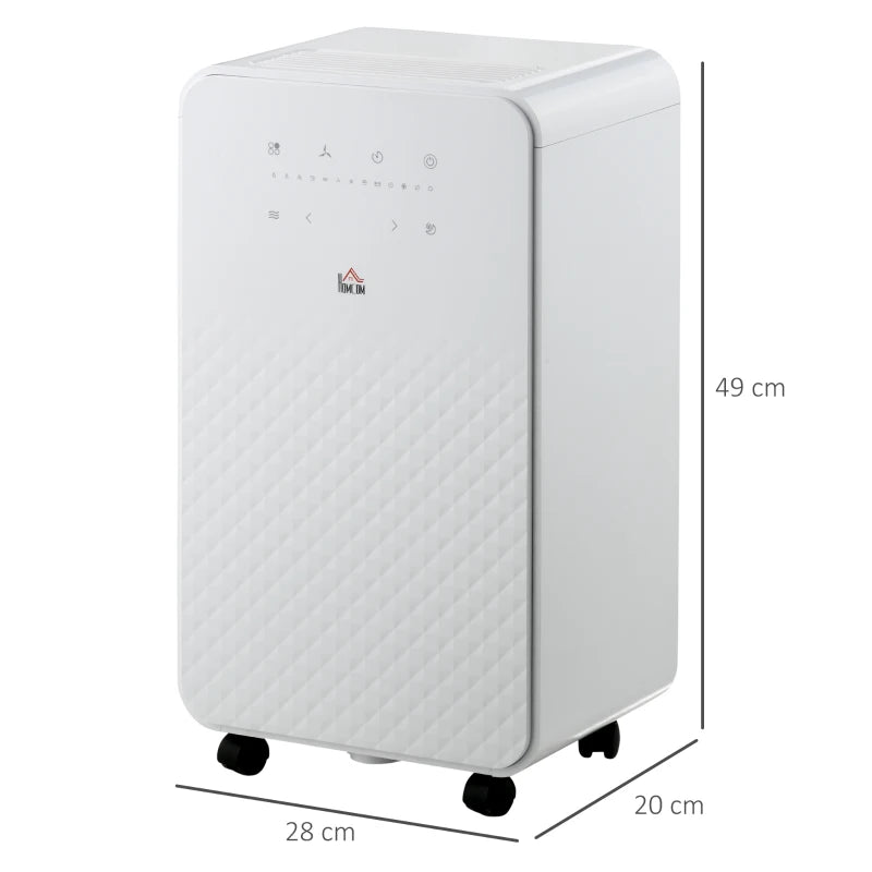 White Portable Dehumidifier with Air Purifier, 24H Timer, 5 Modes, 10L/Day