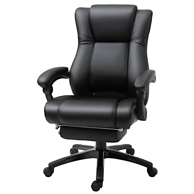 Black Executive Office Chair with Footrest and Wheels