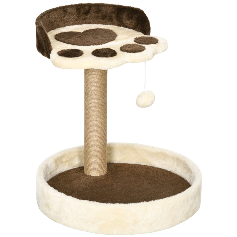 Brown Cat Tower with Sisal Scratching Post and Toy Ball