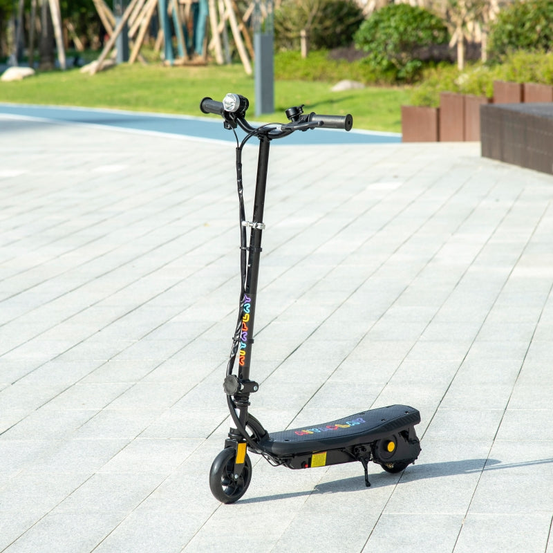 Black Foldable Electric Scooter with LED Headlight for Ages 7-14