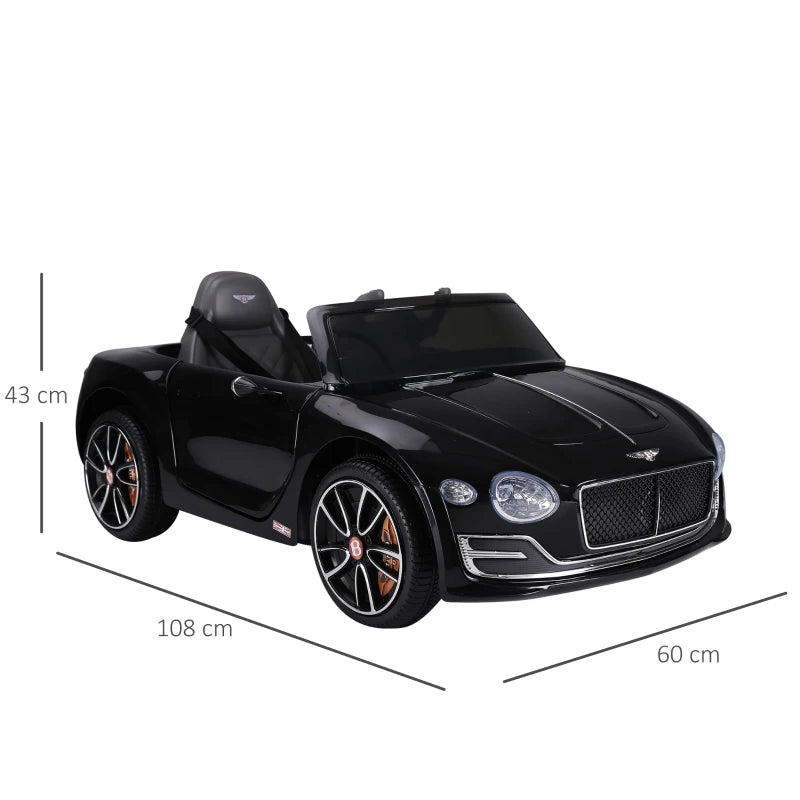 Black 12V Kids Electric Ride On Car with Remote Control and LED Lights