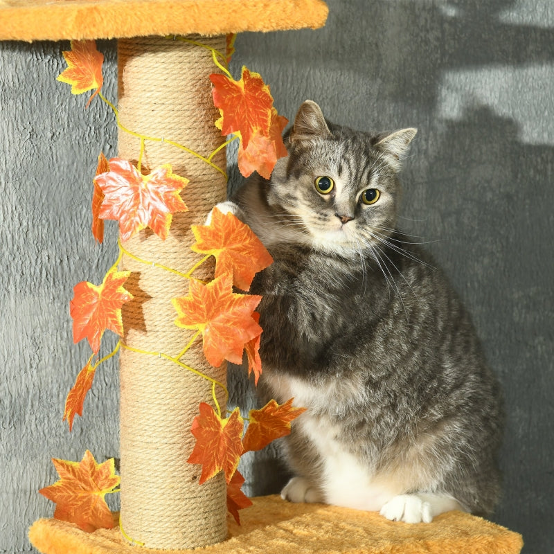 Adjustable Orange Cat Tree with Perches and Anti-Slip Kit