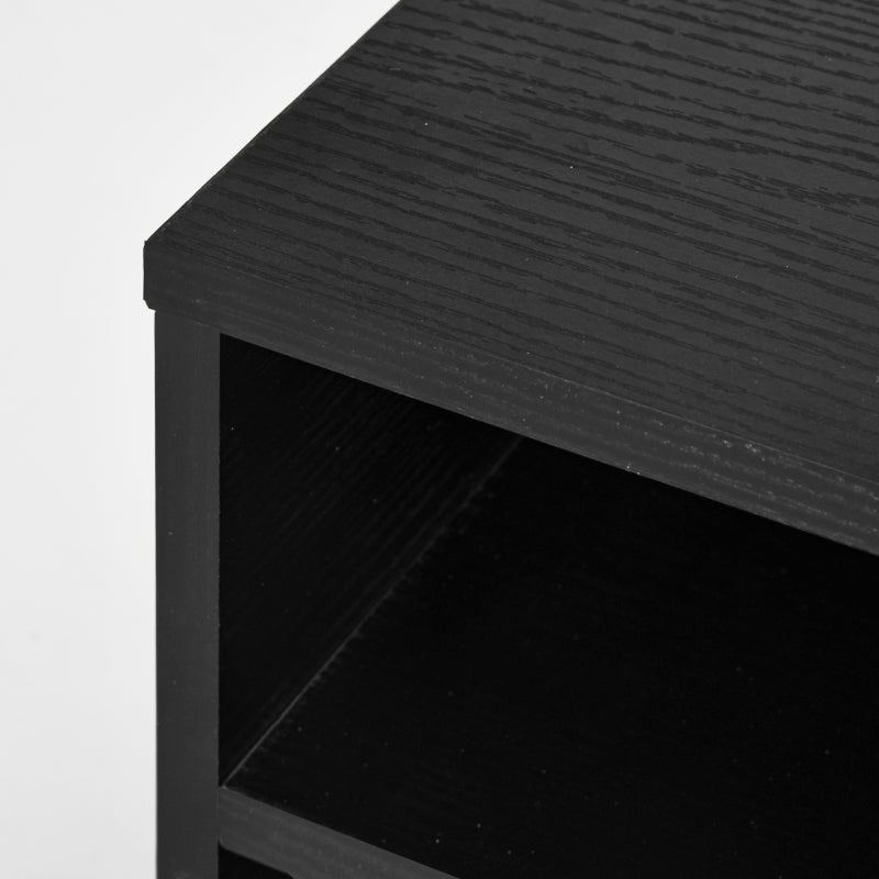 Black 3-Compartment Printer Storage Cabinet