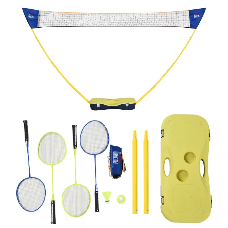 Portable Folding Badminton Set with Rackets and Shuttlecocks - Blue