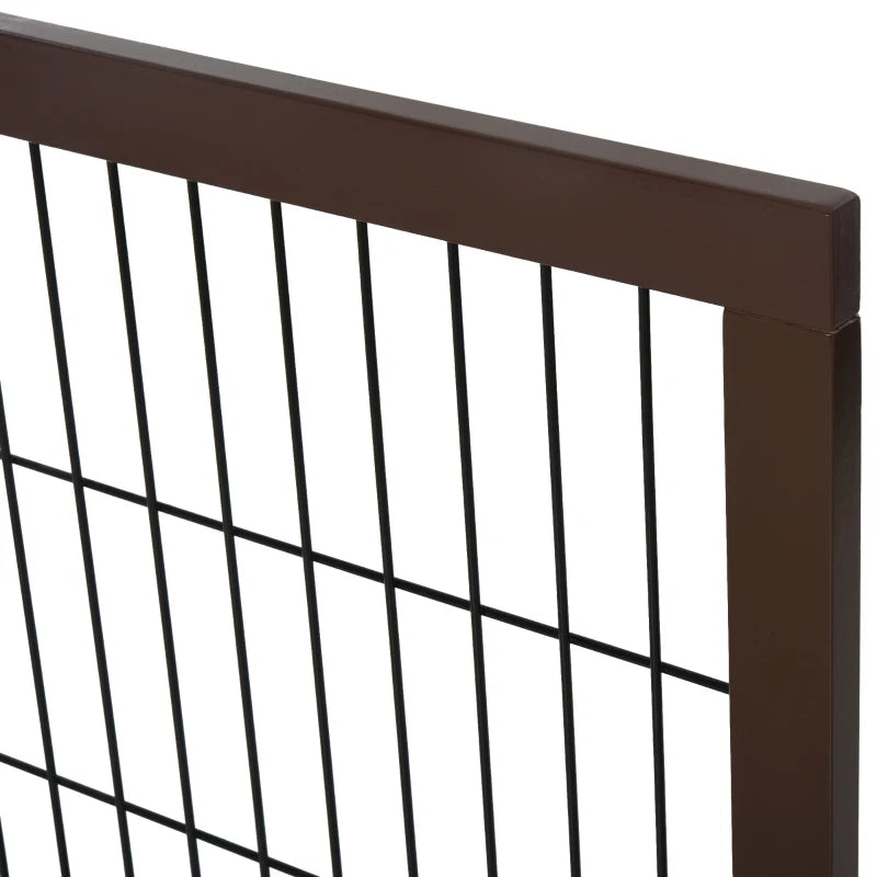 Brown 3-Panel Foldable Pet Gate with Pine Frame