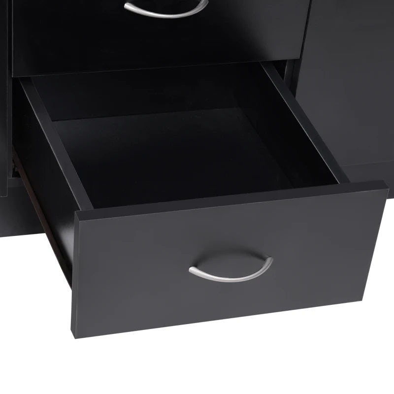 Black Sideboard Storage Cabinet with Doors and Drawers