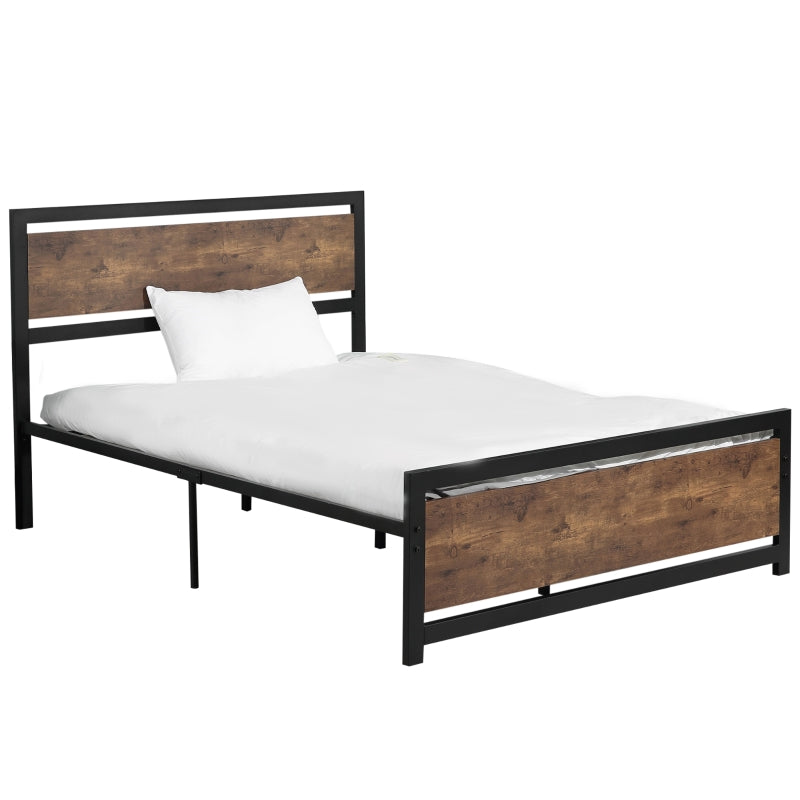 Double Size Metal Bed Frame with Storage, Strong Slat Support - Gray