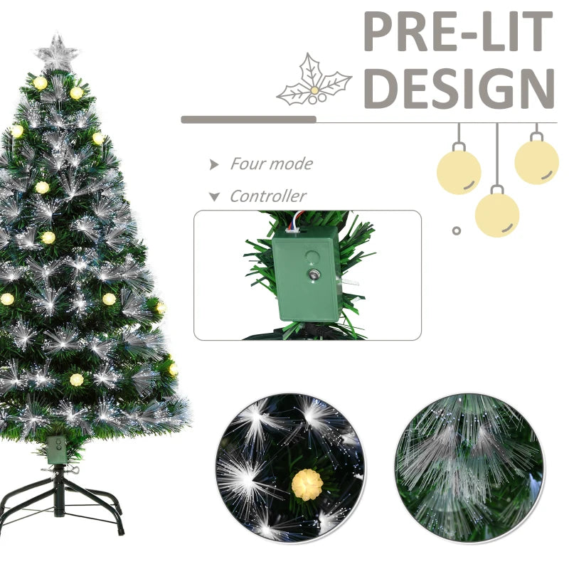 4ft White Pre-Lit Christmas Tree with 130 LEDs & Star Topper