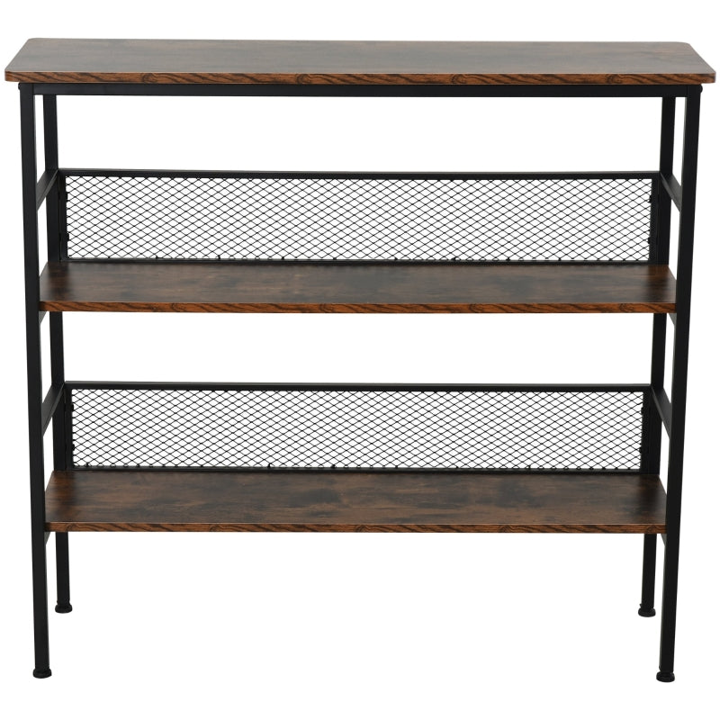 3-Tier Industrial Style Metal Storage Shelf - Black/Brown
