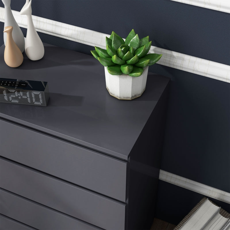 Modern Grey 5-Drawer Chest of Drawers for Bedroom Storage