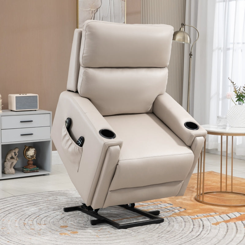 Beige Electric Lift Recliner Chair with Massage and Heat