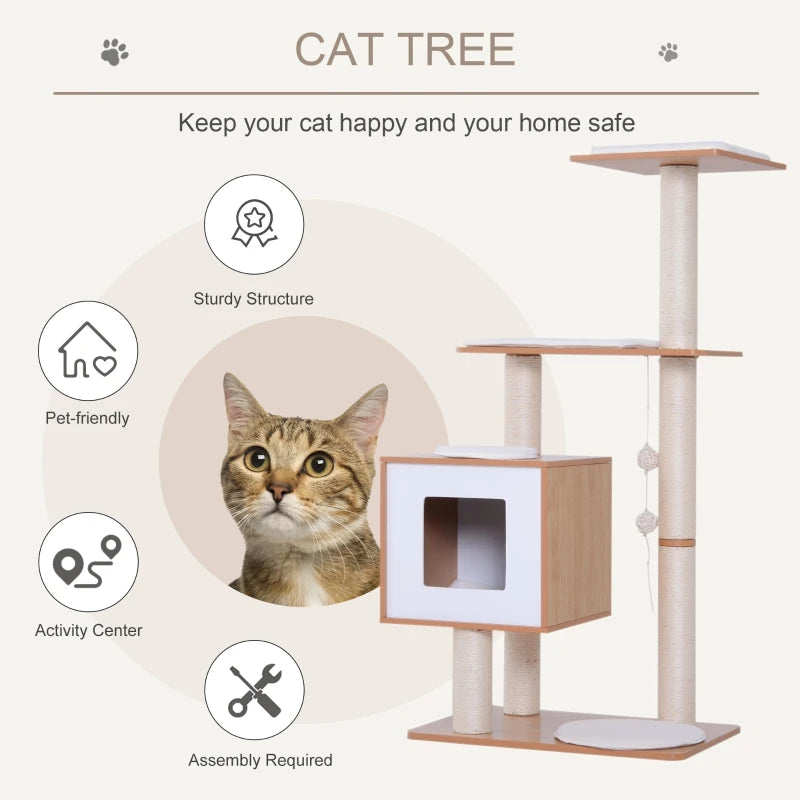 Cat Tree Scratching Post Condo - Grey Kitten Activity Center