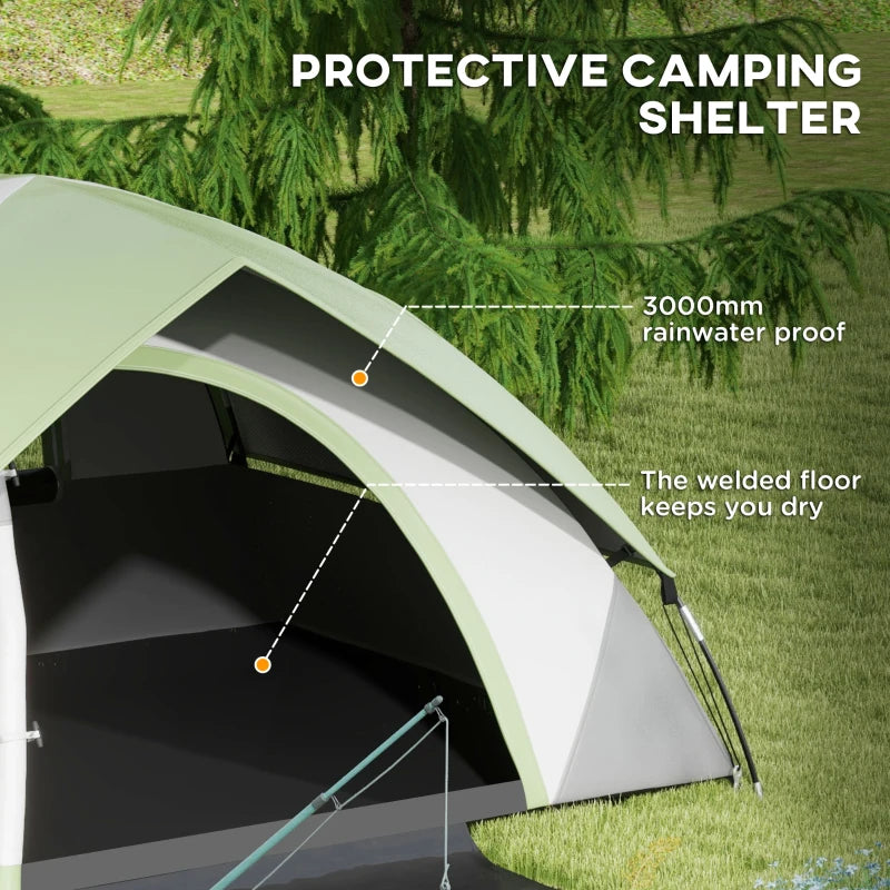 3-Person Green/Grey Dome Tent with Accessories