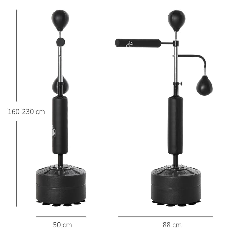 Adjustable Height Freestanding Boxing Punching Bag Stand with Speed Balls - Black