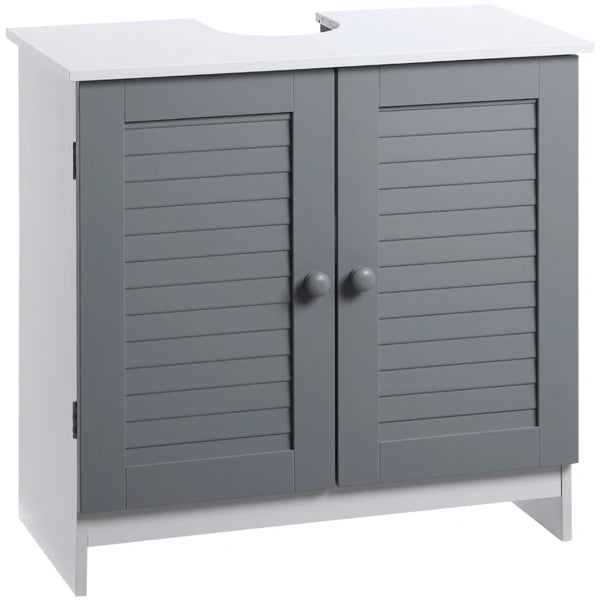 Grey & White Under Sink Bathroom Storage Cabinet with Adjustable Shelf