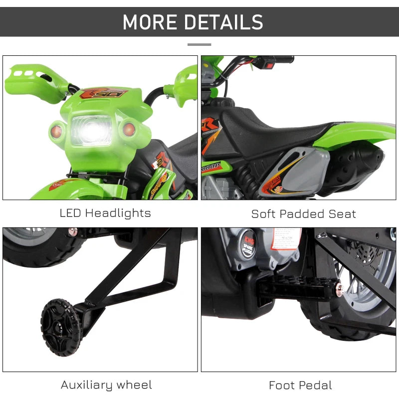 Green Kids Electric Motorbike Ride-On Toy (Ages 3-6)