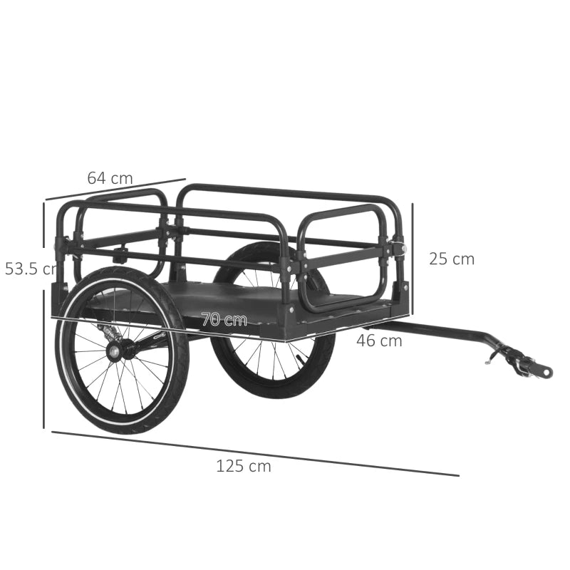 Black Steel Bike Trailer with Triple Safety and Suspension