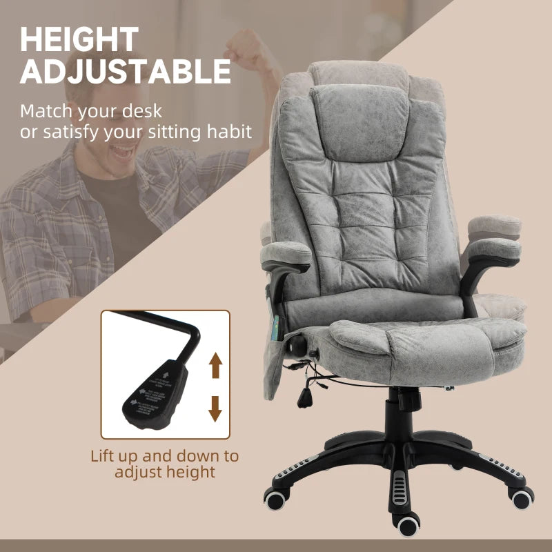 Grey Heated Massage Recliner Chair with 6 Massage Points