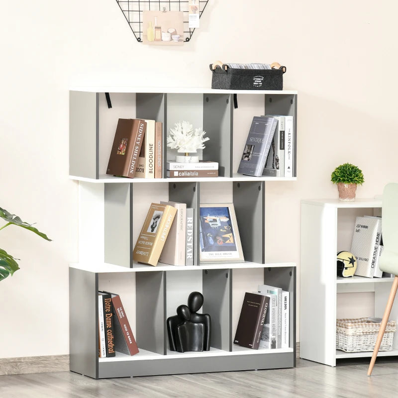 3-Tier Grey and White Bookcase Storage Shelf