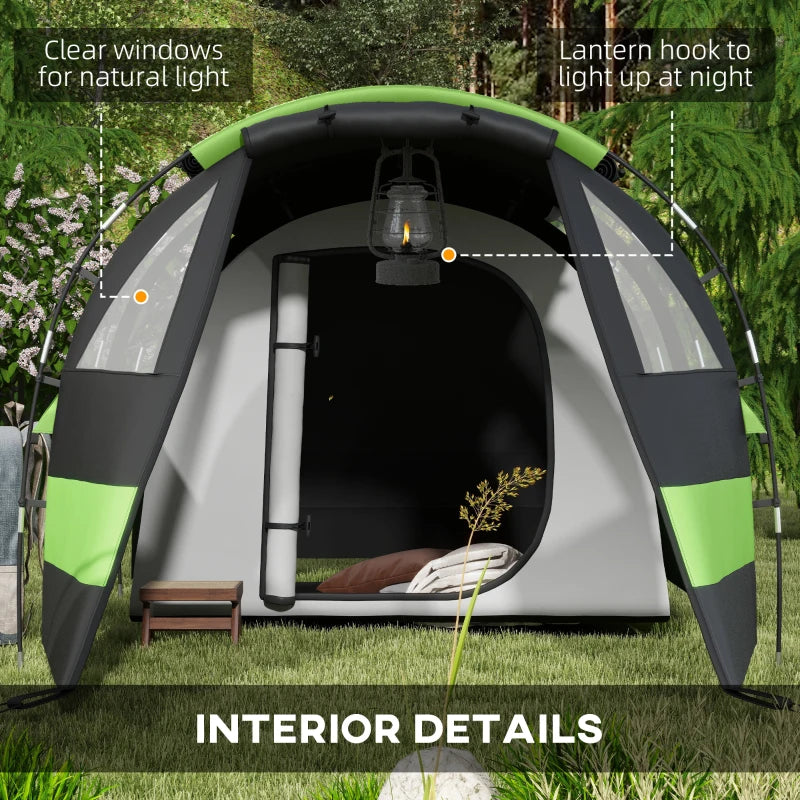 4-Person Black Two-Room Camping Tent with Blackout Feature