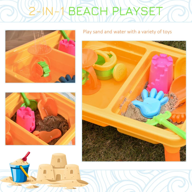 Blue Sand and Water Play Table Set with Lid and Accessories