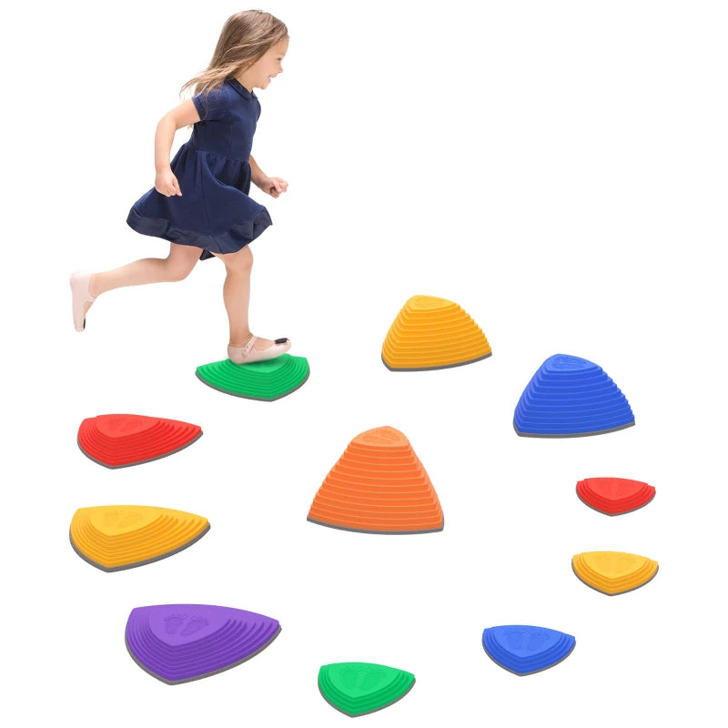 River Stone Balance Course Set for Kids - 11 Pieces, Indoor/Outdoor, Stackable