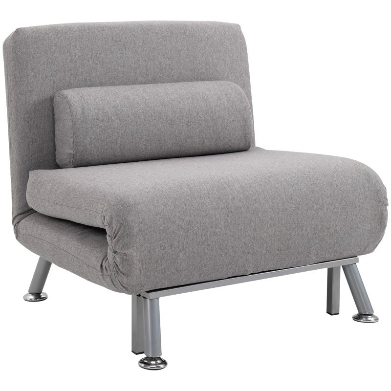 Grey Adjustable Back Futon Chair