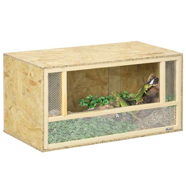 Mesh Reptile Terrarium Habitat, Sliding Doors, Climbing Pet Container, 80x40x40cm