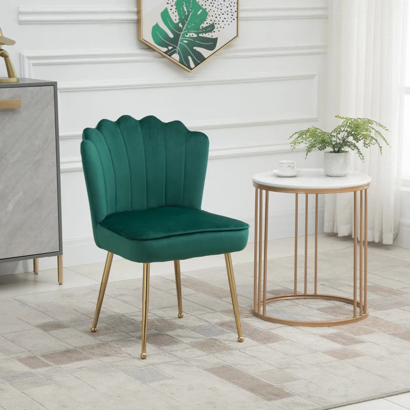 Green Velvet Accent Chair with Gold Metal Legs