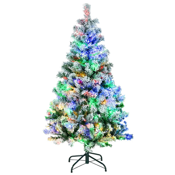 4.5' Frosted Artificial Christmas Tree with LED Lights - White or Colourful