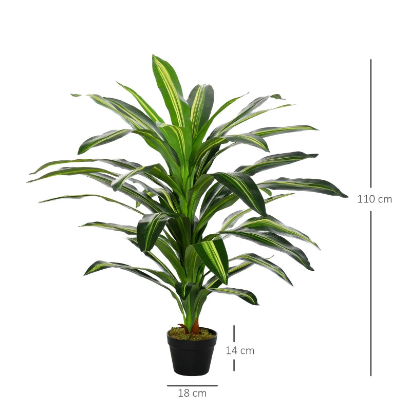 Green Artificial Dracaena Tree Set, Indoor Outdoor Decor, 3.6FT, 40 Leaves