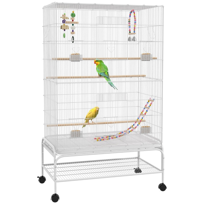 White Bird Cage Set for Canaries & Finches