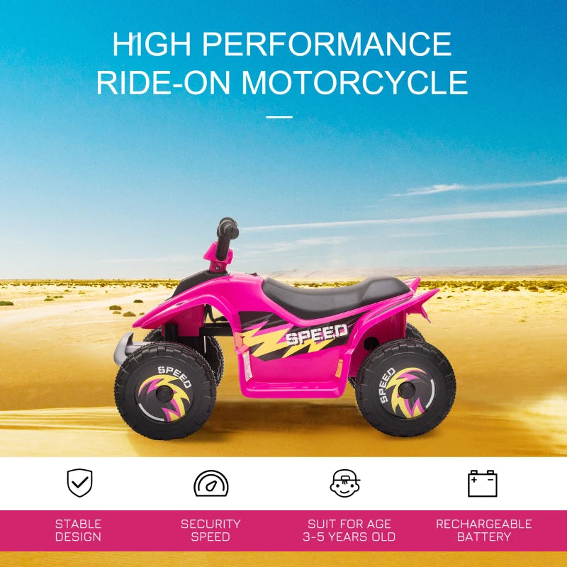 6V Pink Kids Electric Ride-On ATV Quad Bike for Toddlers 18-36 Months