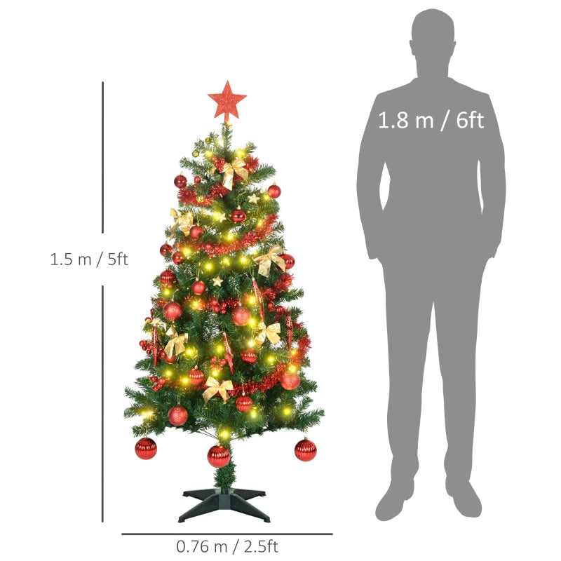 5ft Pre-lit Green Christmas Tree with Warm White LED Lights