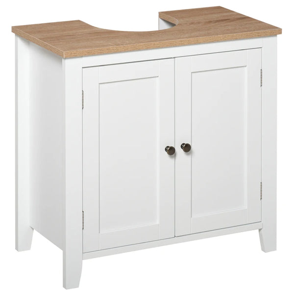 White Bathroom Sink Storage Cabinet with 2 Doors