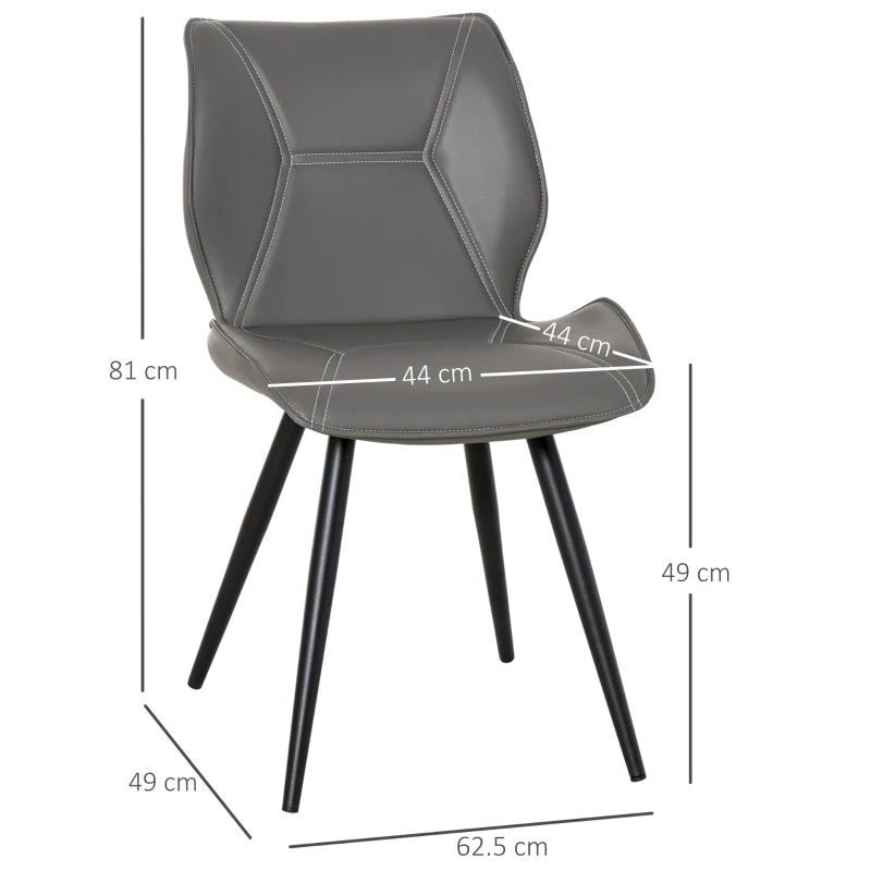 Grey PU Leather Racing-Style Dining Chairs Set of 2