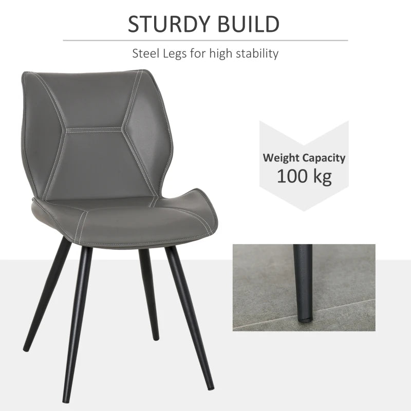 Grey PU Leather Racing-Style Dining Chairs Set of 2