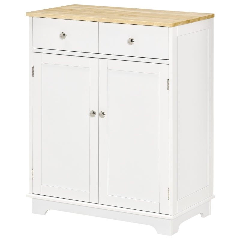 White Kitchen Storage Sideboard with Solid Wood Top