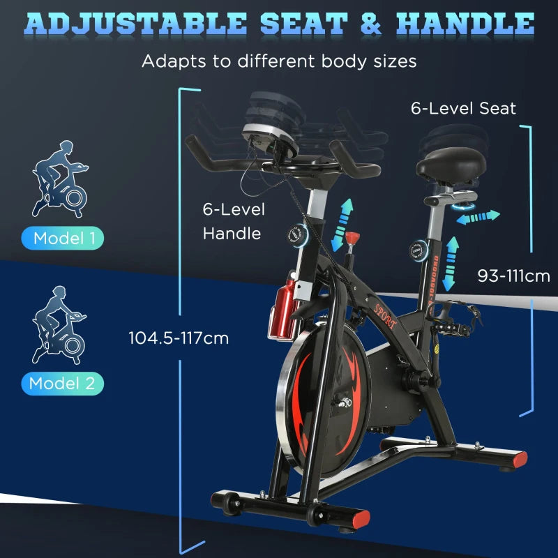 Red Stationary Exercise Bike with 10KG Flywheel & Phone Holder