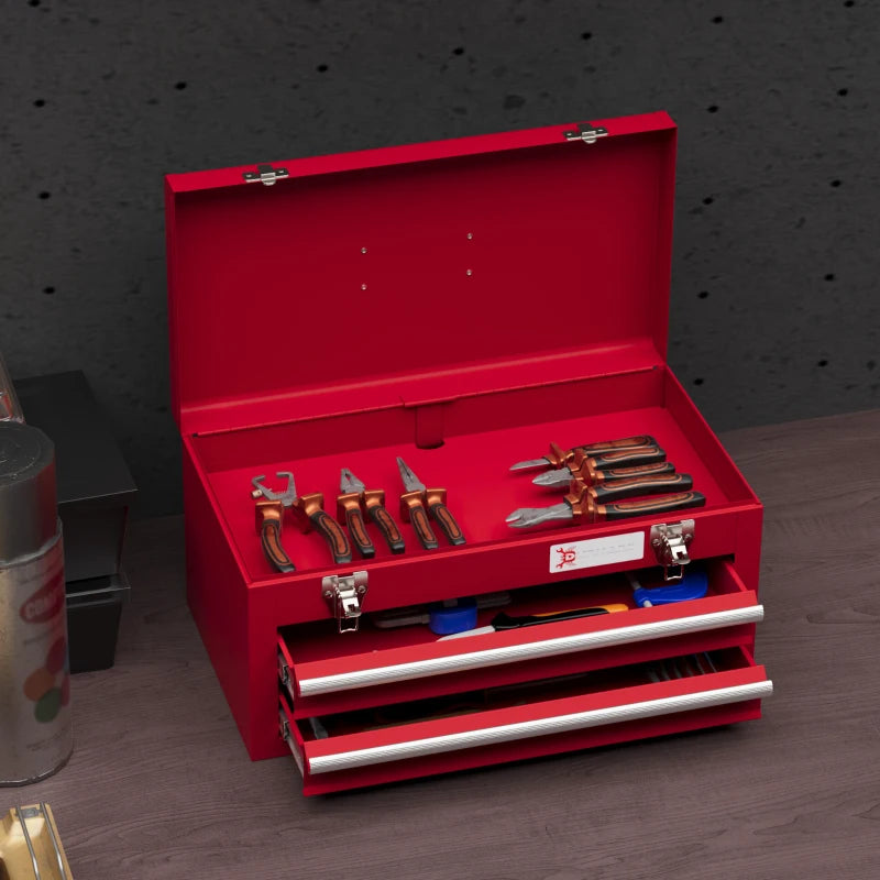 Red Metal 2-Drawer Tool Chest with Lockable Latches