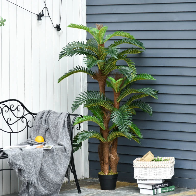 Artificial Tropical Palm Plant in Pot, 150cm, Green - Indoor Outdoor Decor