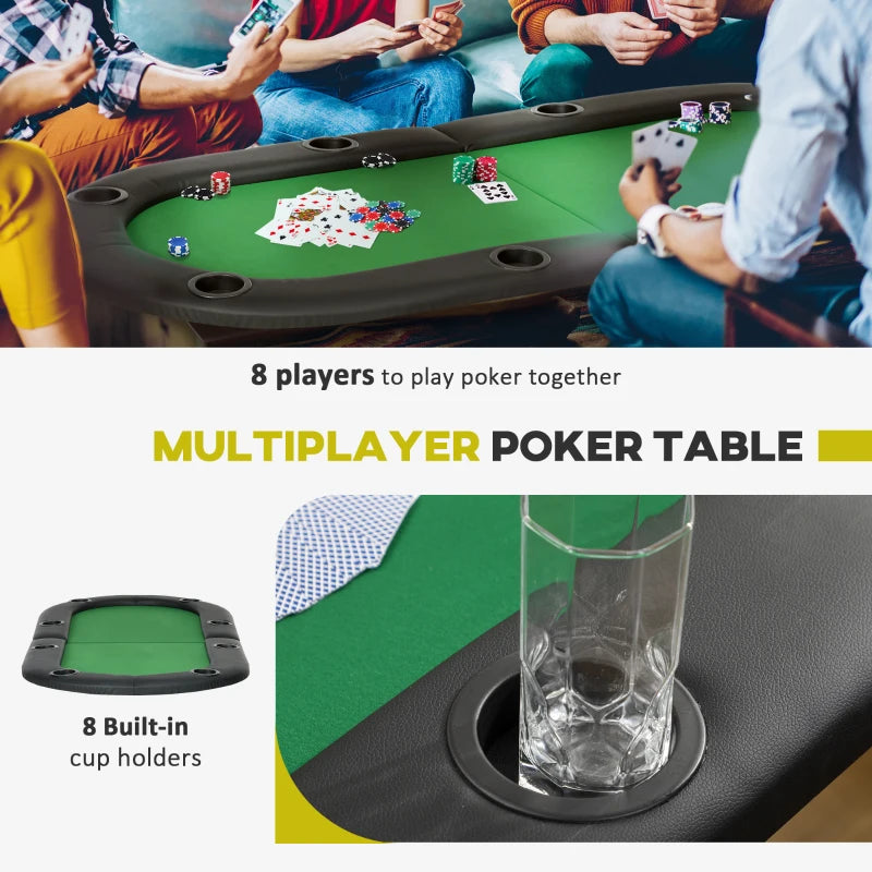Folding Poker Table 1.85m for 8 Players - Blue
