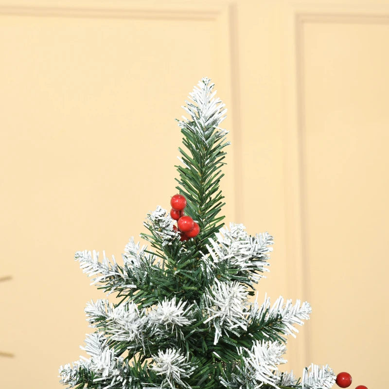 6FT Green Artificial Christmas Tree with Red Berries and Pinecones