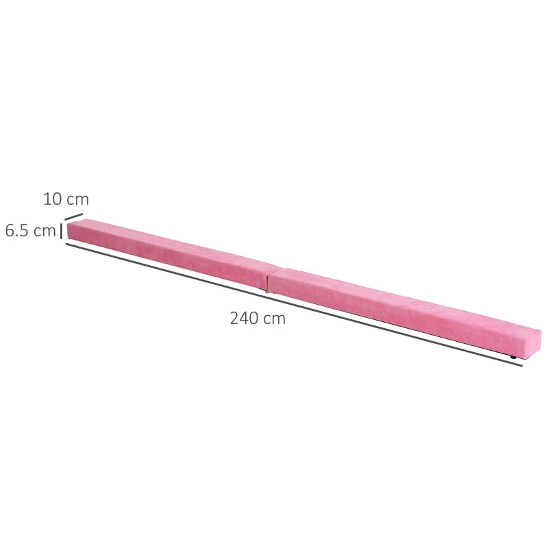 Pink Suede Upholstered Wooden Folding Balance Beam