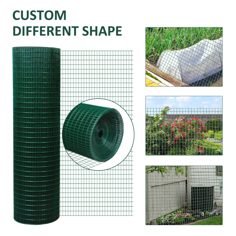 Dark Green PVC Coated Wire Mesh Fencing - 30m Length