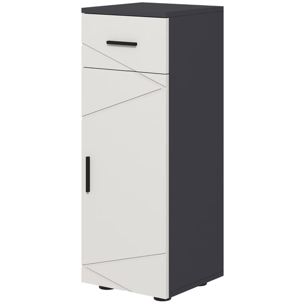 Grey Slim Bathroom Storage Cabinet with Drawer and Cupboard