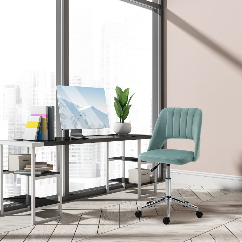 Green Velvet Swivel Office Chair for Home Study