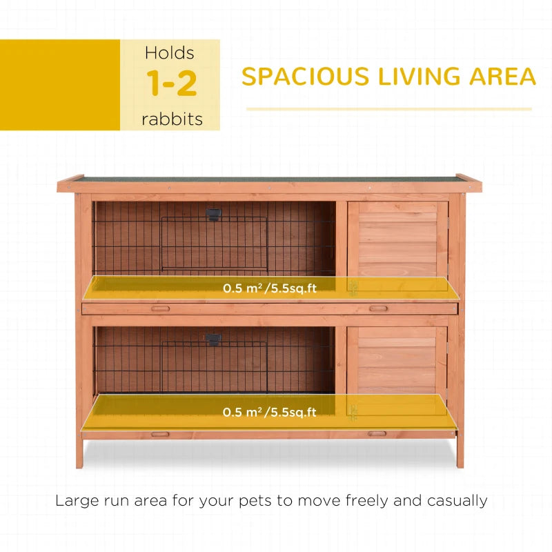 Orange Outdoor Rabbit Hutch with No-Leak Trays, Divider - 136 x 50 x 93cm